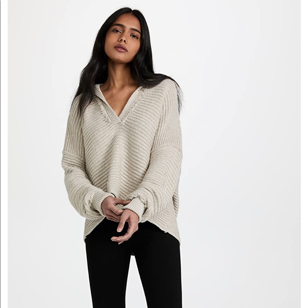 Free People Women's Marlie Pullover, Pebble, Grey, L